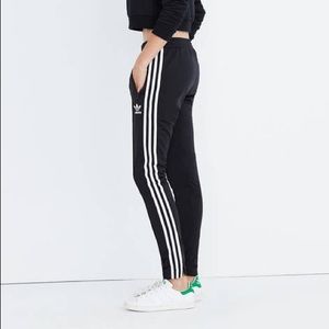 Adidas fleece joggers size small s black track pants stripe